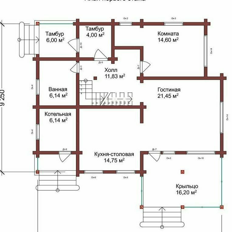 проект дома ПБ-180 план первого этажа