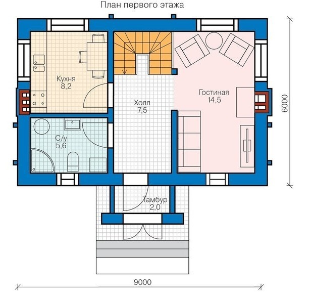 Дом РК-074 – план первого этажа