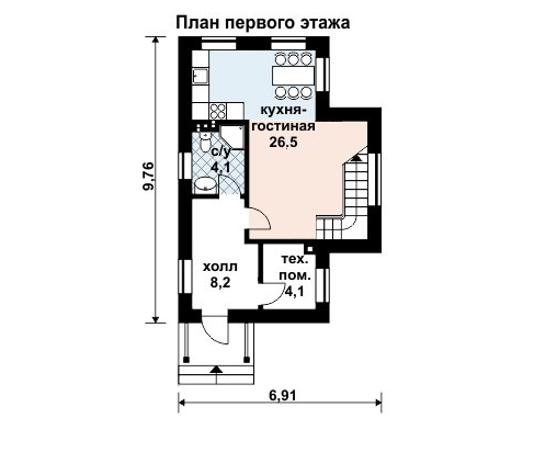 Проект дома ГБ-078 – план первого этажа