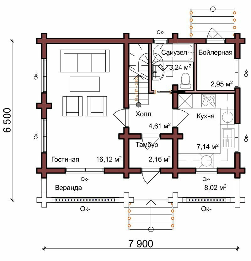 Дом ОБ-089– план первого этажа