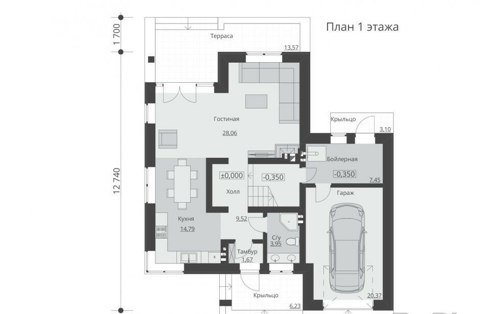 Планировка двухэтажного дома ГБ-142– 2 этаж
